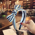 wholesale New Fashion Simple Temperament Hair Band Stripe Matching Color Bow Wide Edge Headbands for women